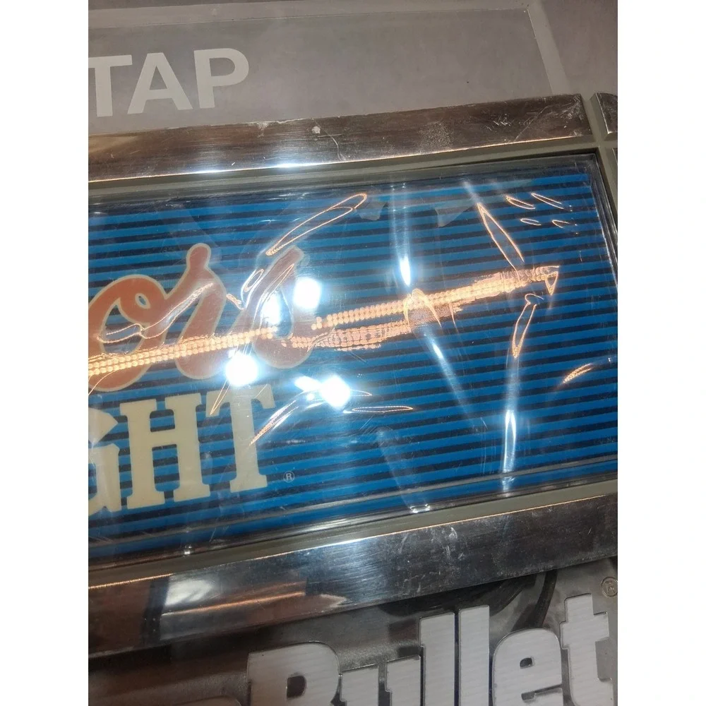 Vintage 1991 Coors Light Beer Silver Bullet Edgelit Lighted Sign On Tap Version